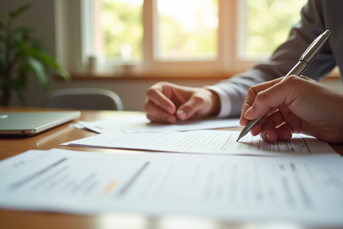 Mains remplissant des papiers d
