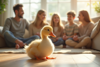 Canard Veneto dans un salon lumineux avec famille