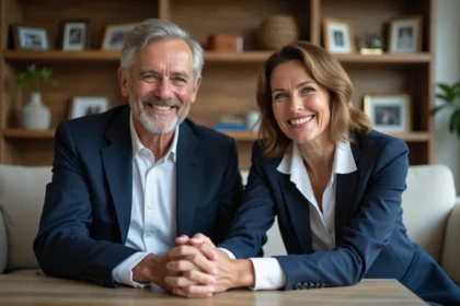 Couple d'âge moyen partageant un moment chaleureux à la maison