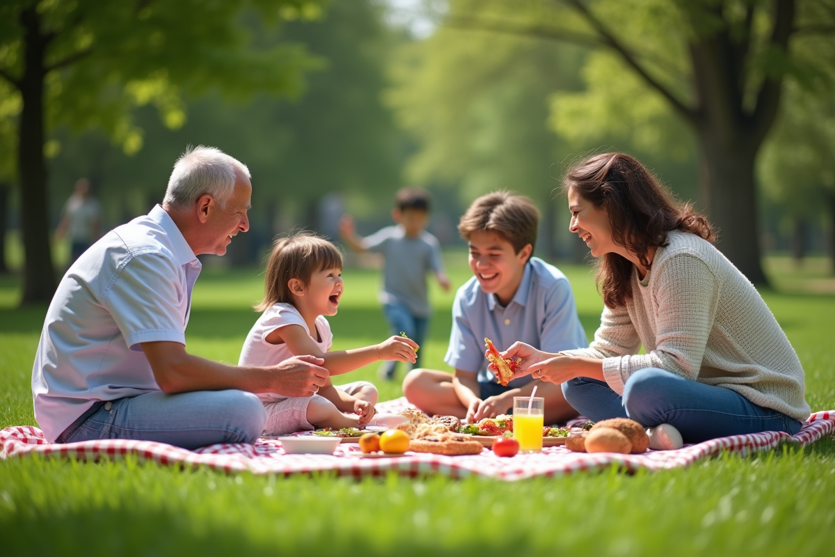 Famille multigenerations profitant d
