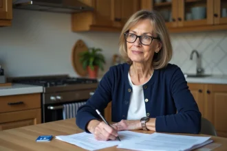 Femme d'âge moyen remplissant des formulaires de sécurité sociale