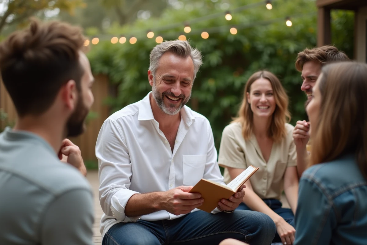 Groupe d amis célébrant un anniversaire en extérieur